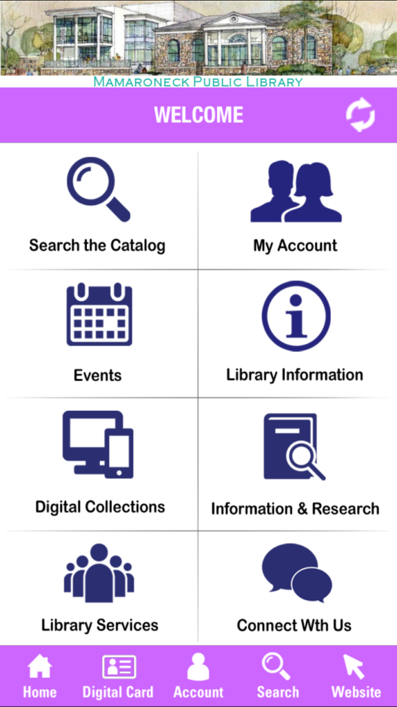 screen capture of Westchester Library System App