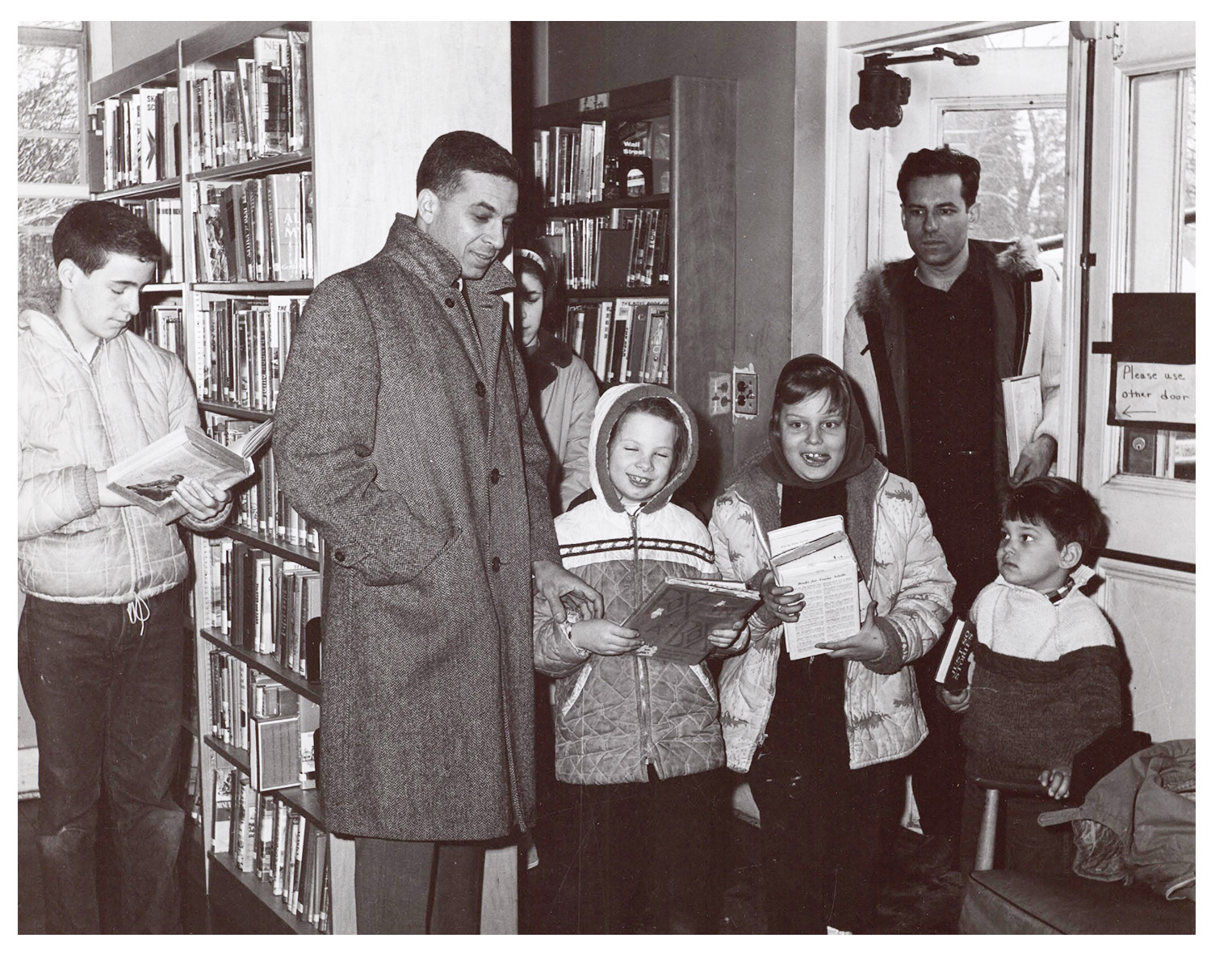 historic photo of children with books