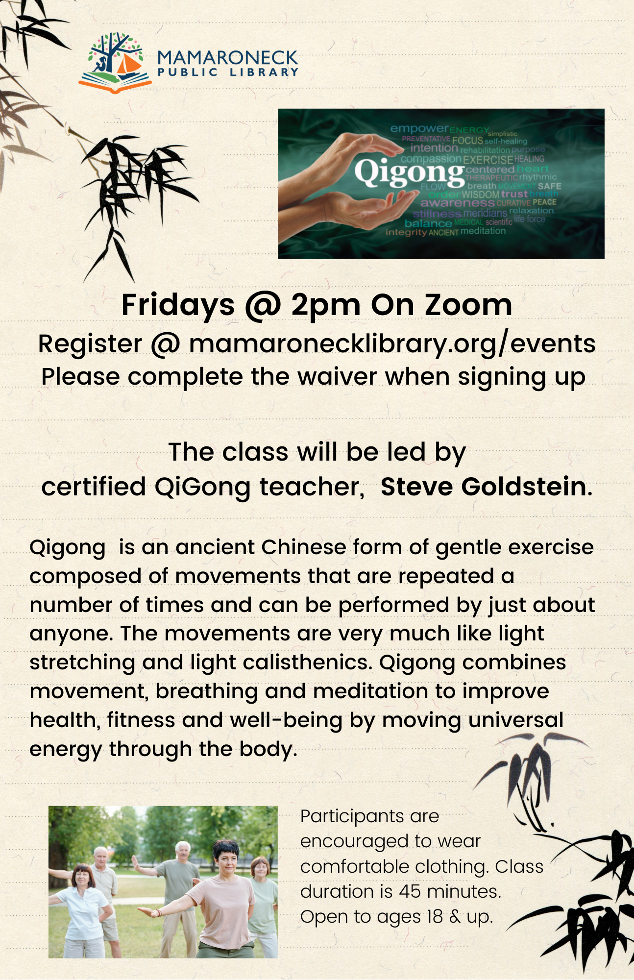 Qigong every Friday at 2pm via Zoom