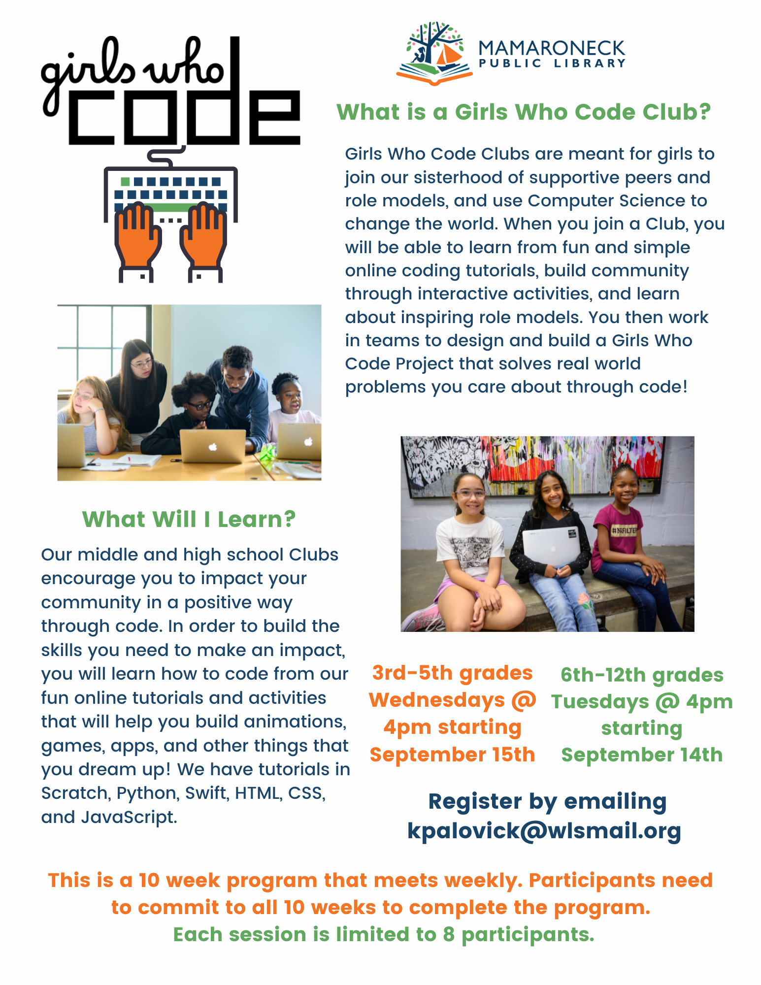 girls who code - fall '21 schedule - teen/tween program