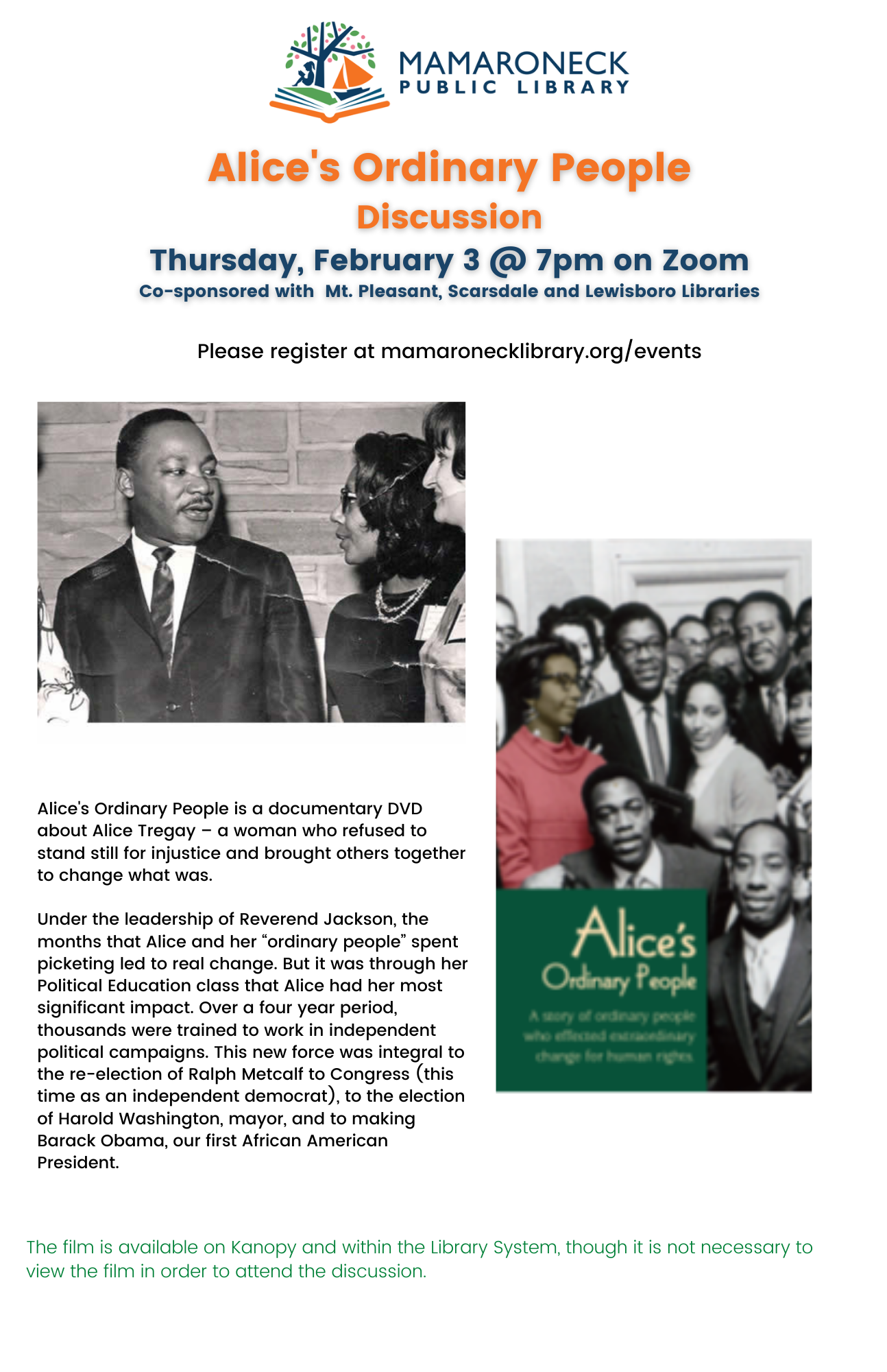 Feb. 3 2022 Zoom discussion of film documentary, Alice's Ordinary People