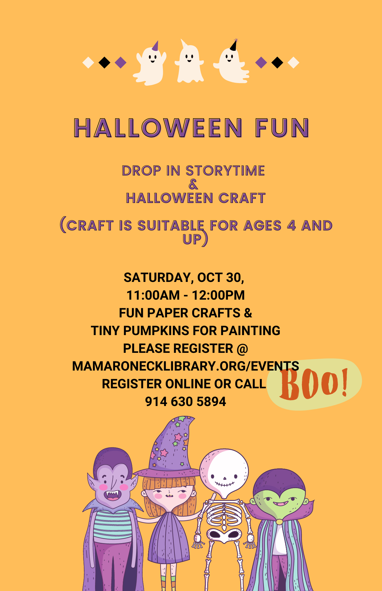 Halloween Fun for children Saturday Oct. 30