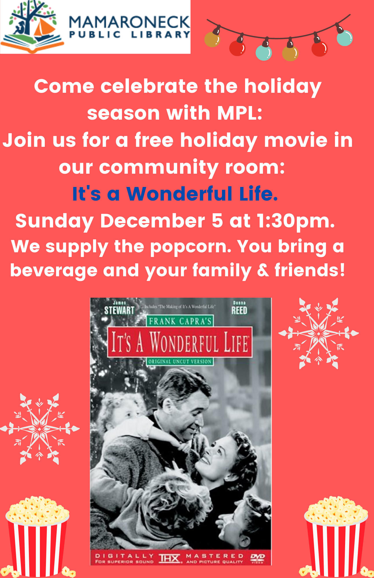 Sunday Dec. 5th free showing of It's A Wonderful Life