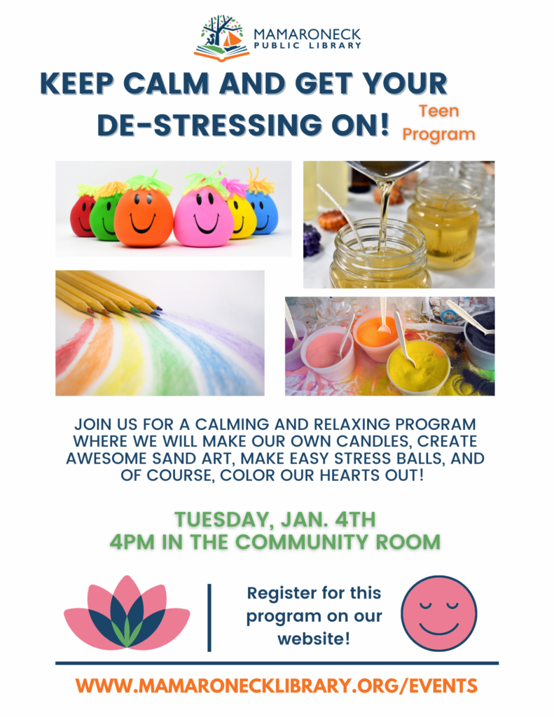 Teen Keep Calm and De-Stress January program