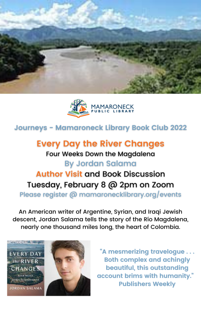 Book Club meeting on Feb. 8th for Every Day the River Changes with author via Zoom