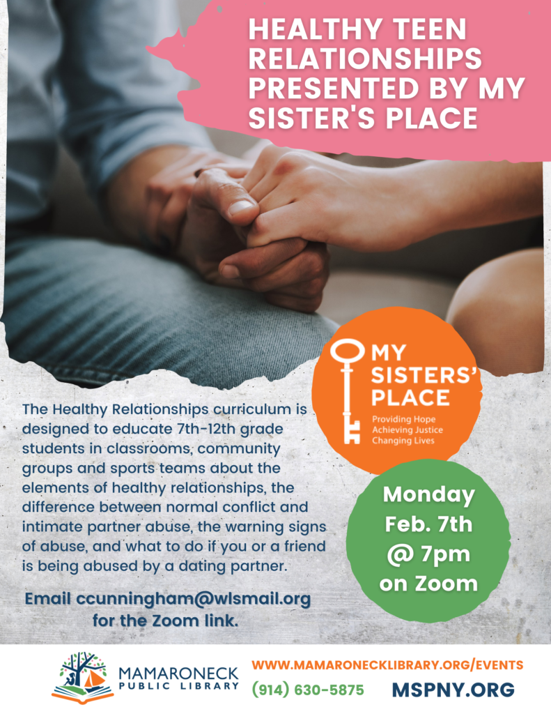 Healthy Relationships for Teens via My Sisters Place - February 2022 program