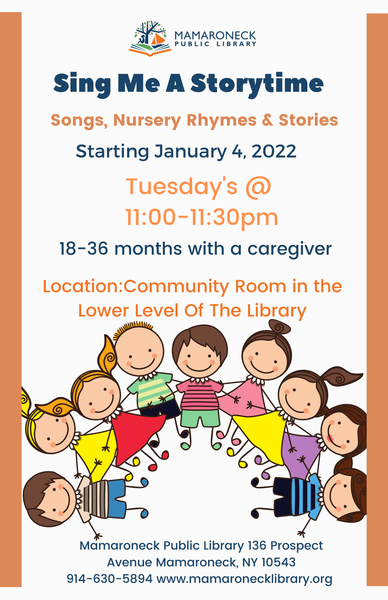 Pre-school program, Sing Me a Storytime - Tuesday's at 11am in the Community Room