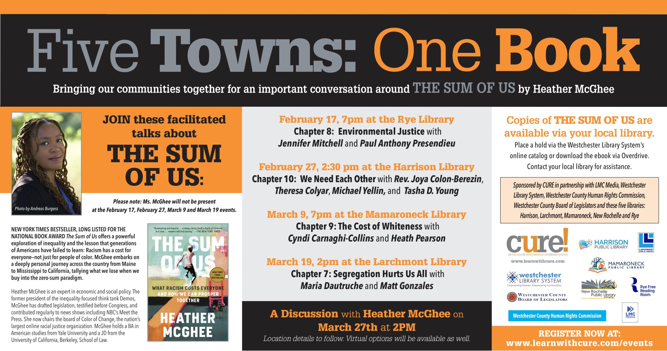 5 towns one book: the sum of us by heather mcghee - March 9th at MPL