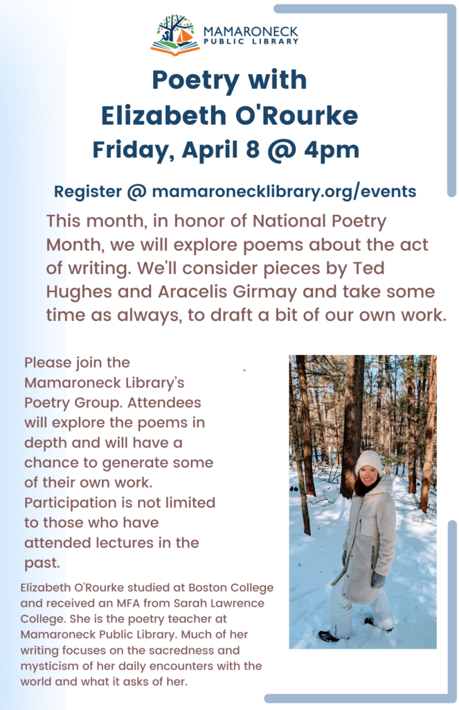 April 8th: Poetry with Liz O' Rourke