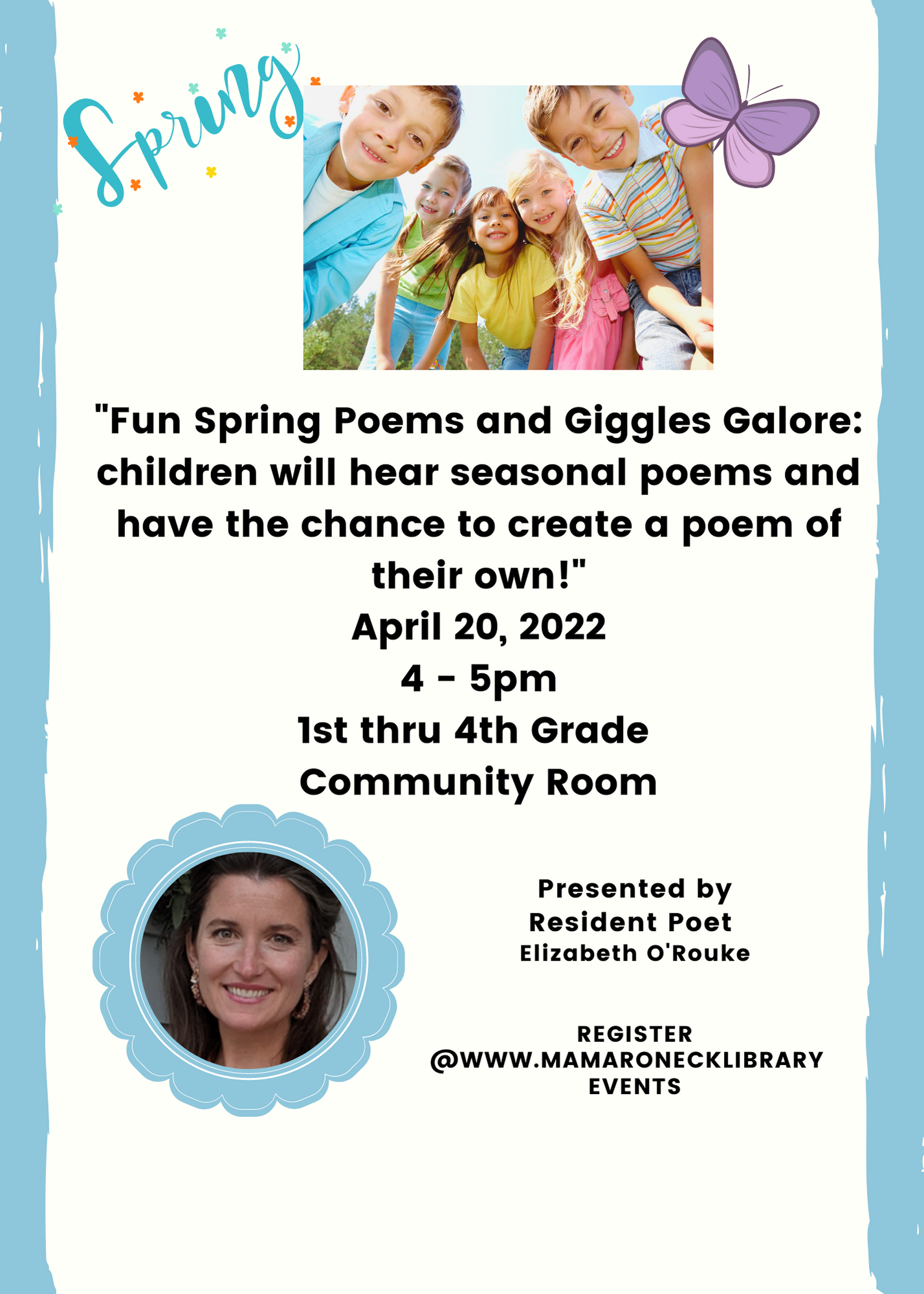 April 20 poetry program for young children