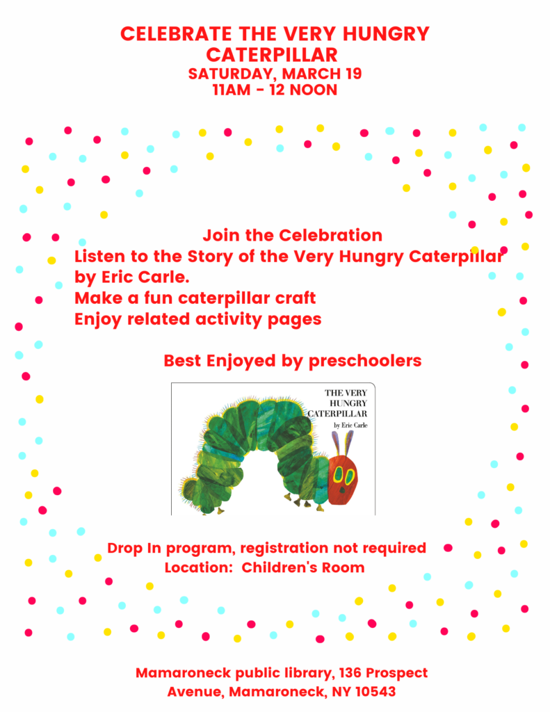 Pre-school book program The Very Hungry Caterpillar on March 19