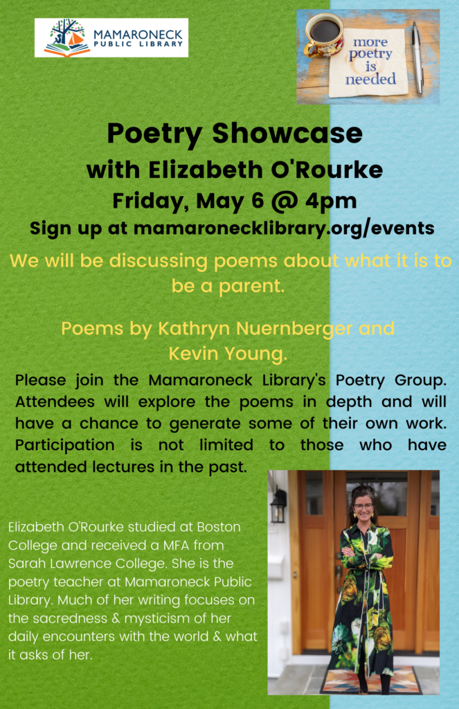 May 22 Poetry workshop with Liz O' Rourke