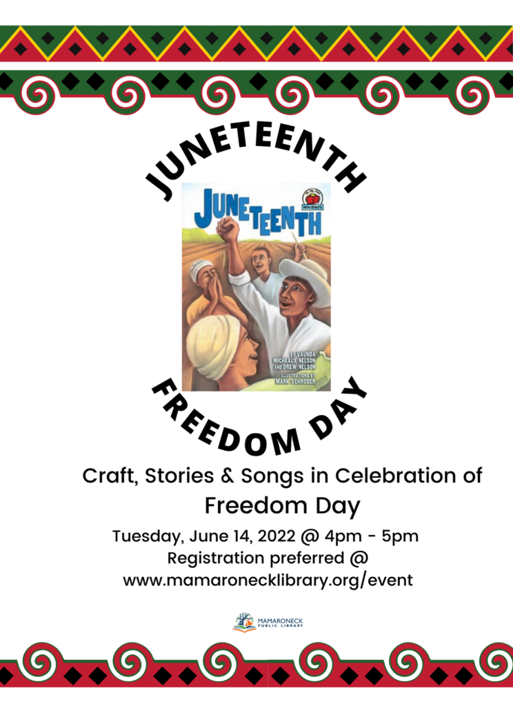 Children's celebration of Juneteenth on June 14 in the Community Room