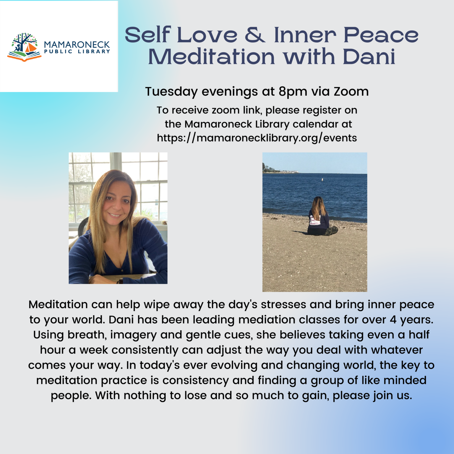 Inner Peace meditation with Dani Tuesday nights at 8pm
