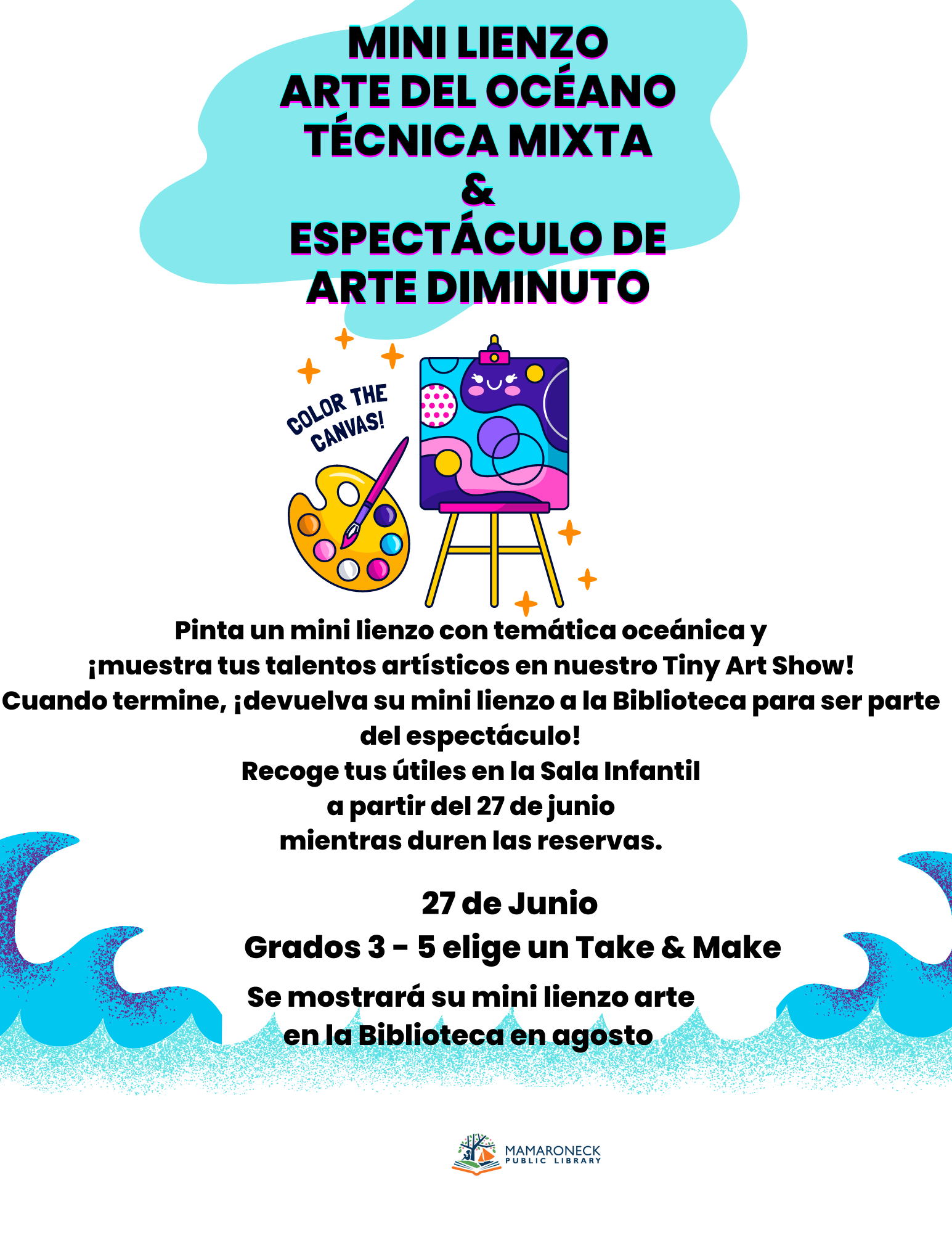 take and make for tweens mini canvas art bag in Spanish beginning June 27