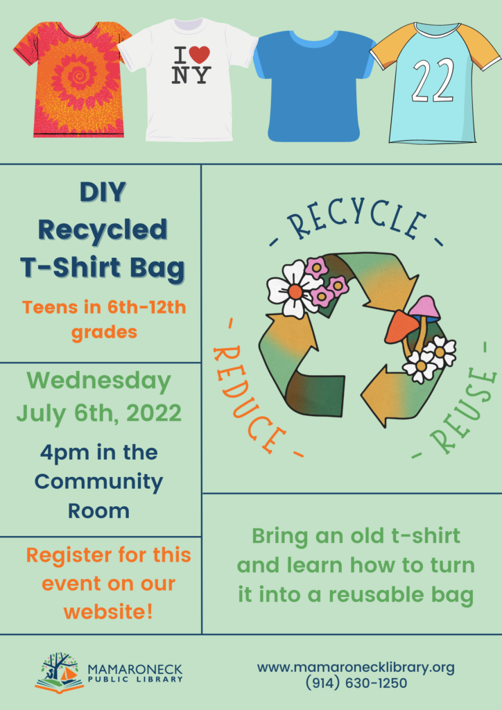 Recycled t shirt bags July 6 teen program