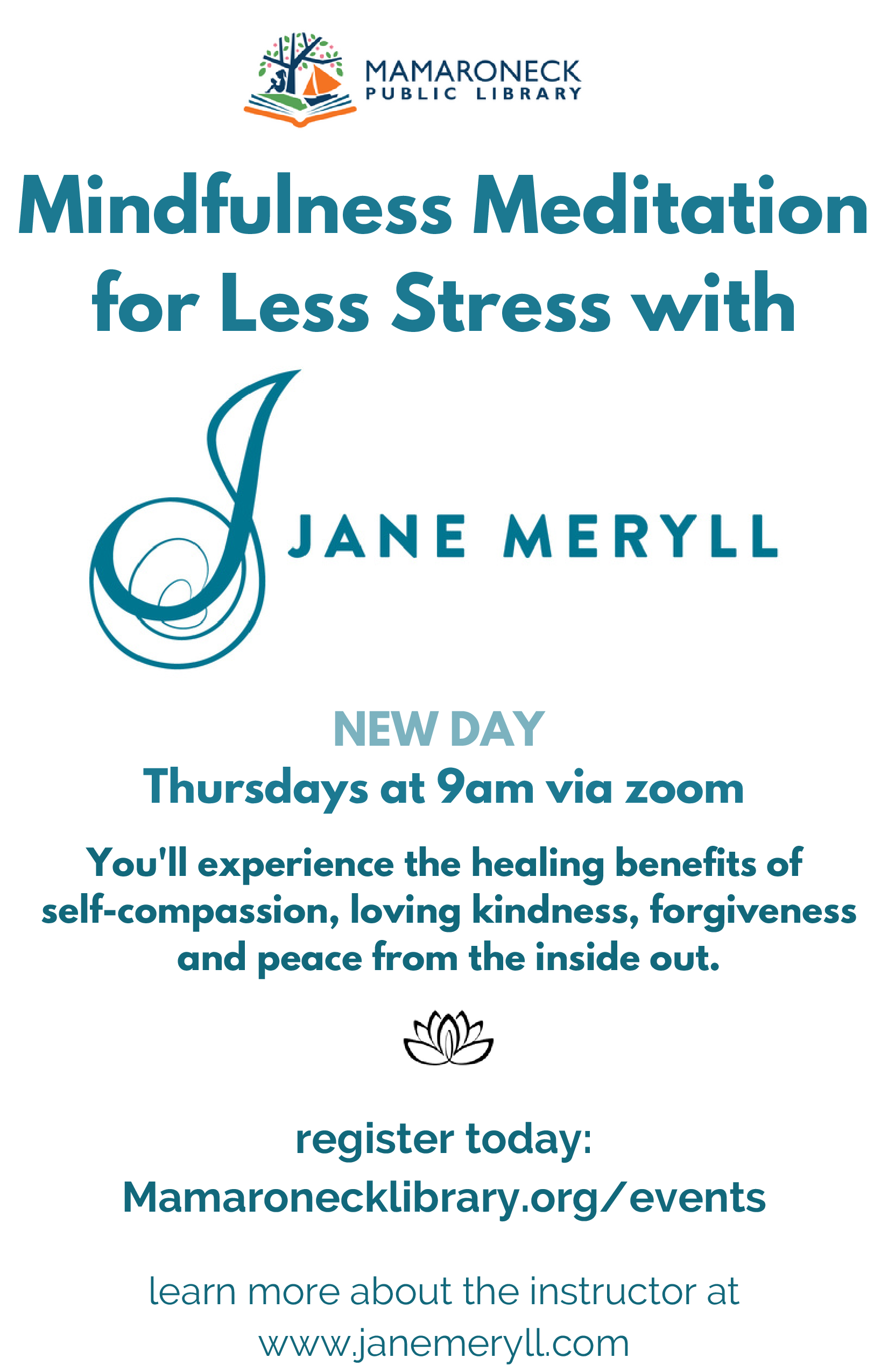 Mindfulness meditation with Jane every Thurday morning via Zoom