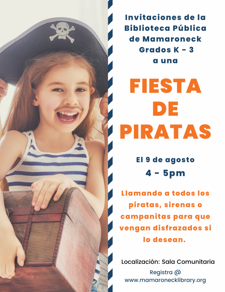 In spanish, Pirate Party Aug. 9th for children Grades K - 3