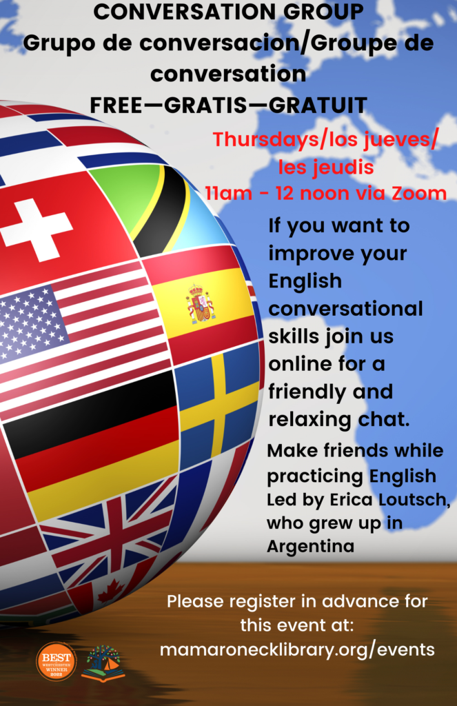 ESL group meets every Thursday 11am - Noon via Zoom