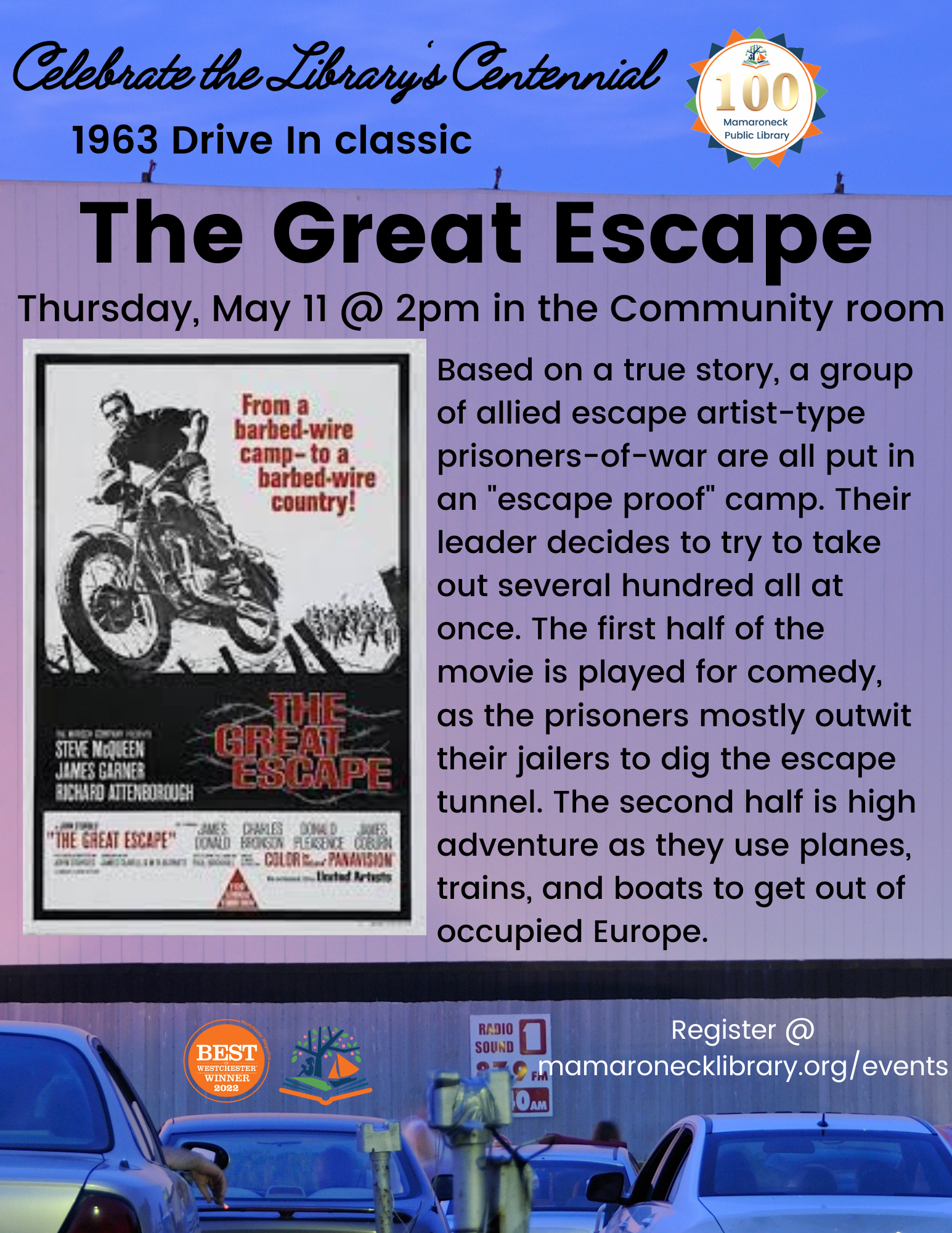 5/11 Centennial film series: The Great Escape @ 2pm in the Community Room