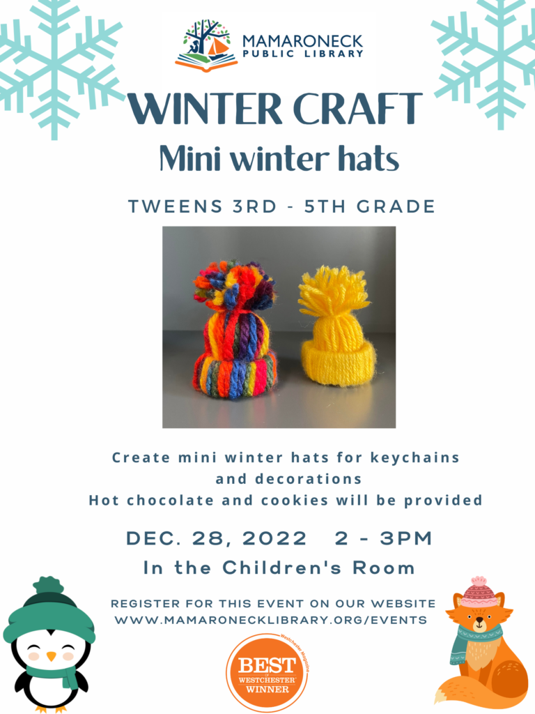 12/28 Tween Mini Hat Making program 2-3pm