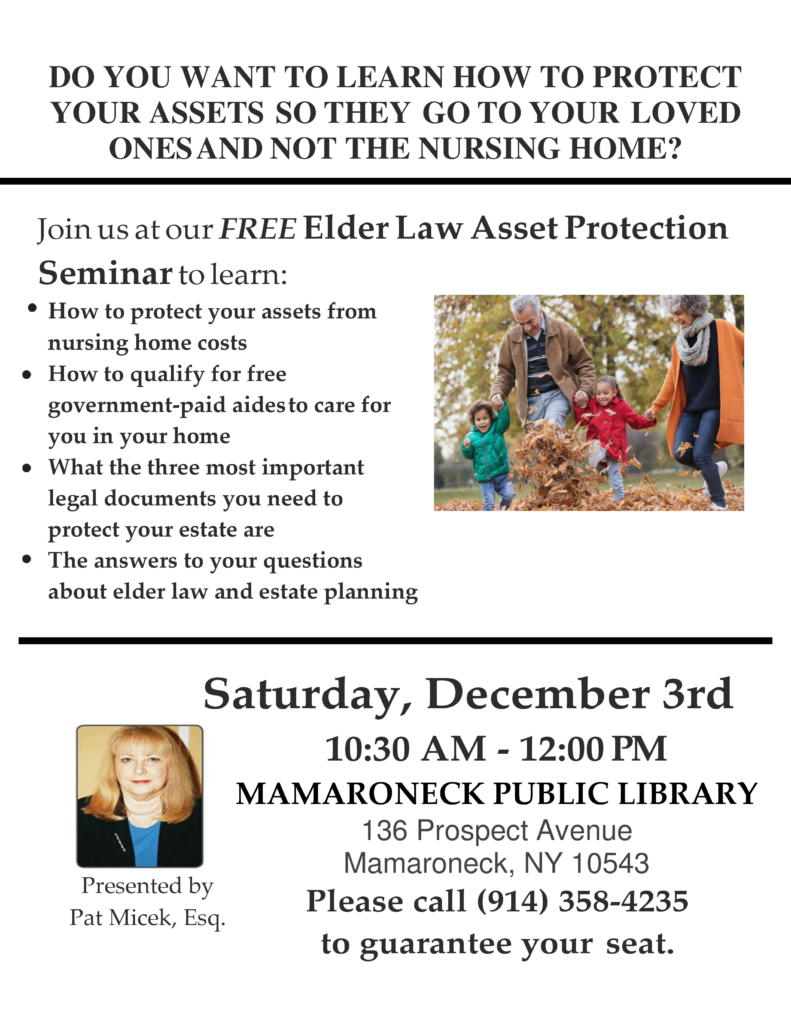 12/3 seminar - Elder Law Asset Protection