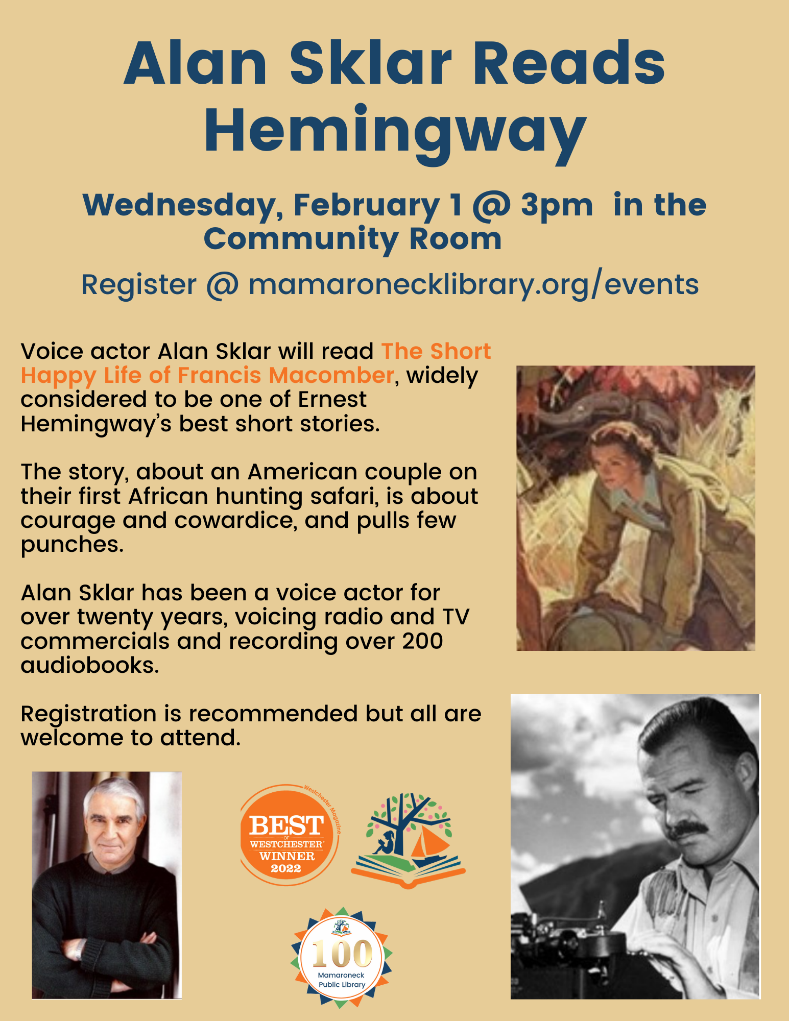 2/1 Alan Sklar reads Hemingway in the Community Room