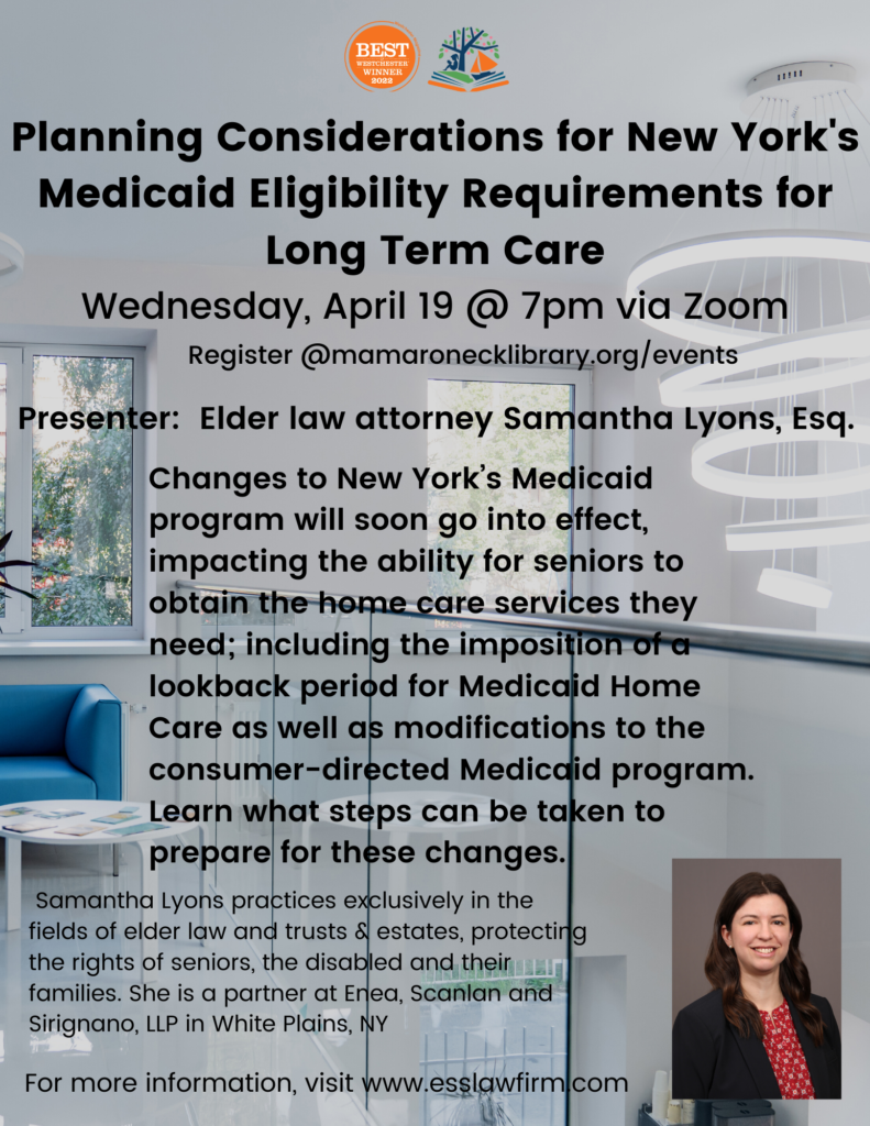 4/19 - via Zoom -- Elder Care law & new Medicaid requirements