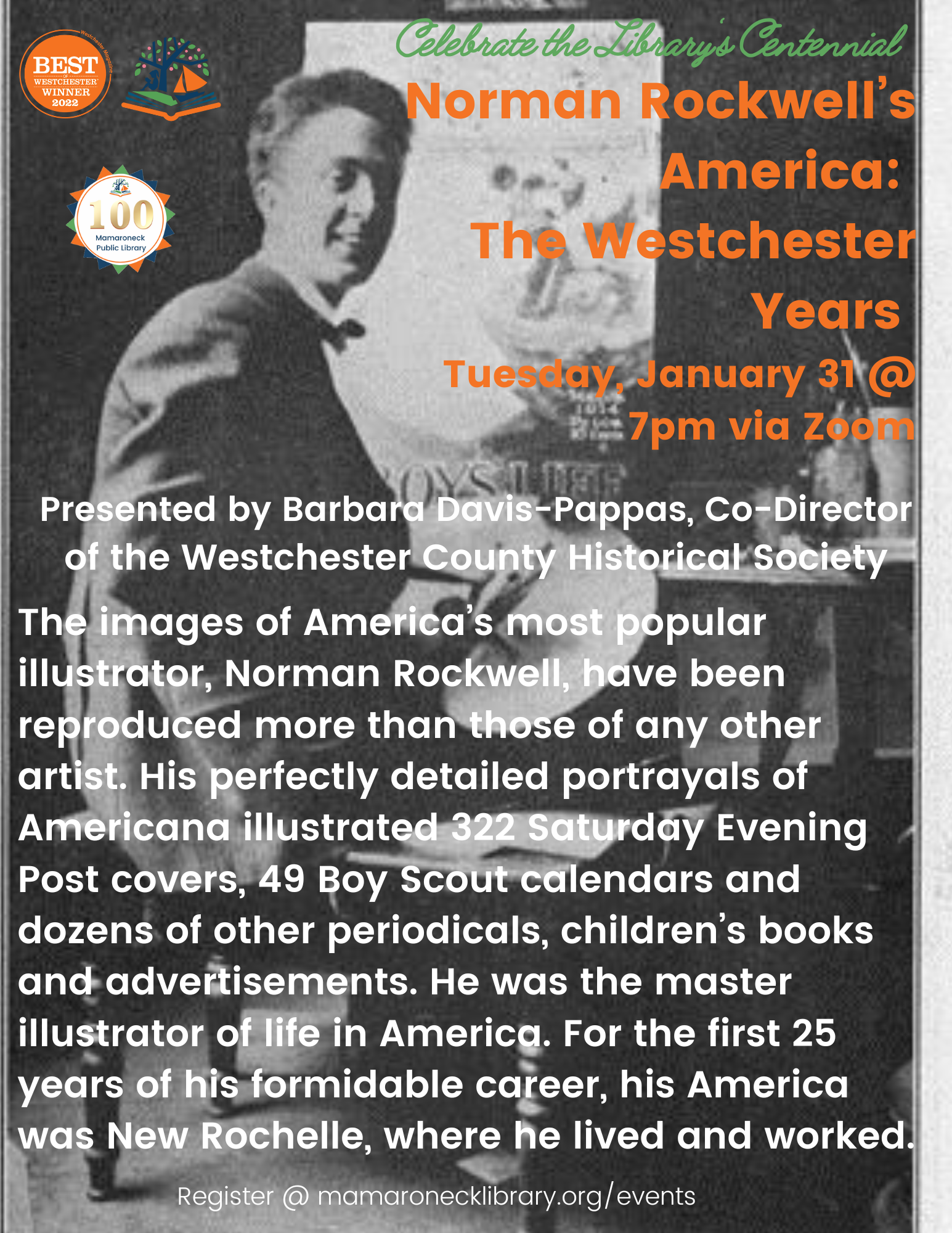 1/31 @ 7pm via zoom: Norman Rockwell's Westchester
