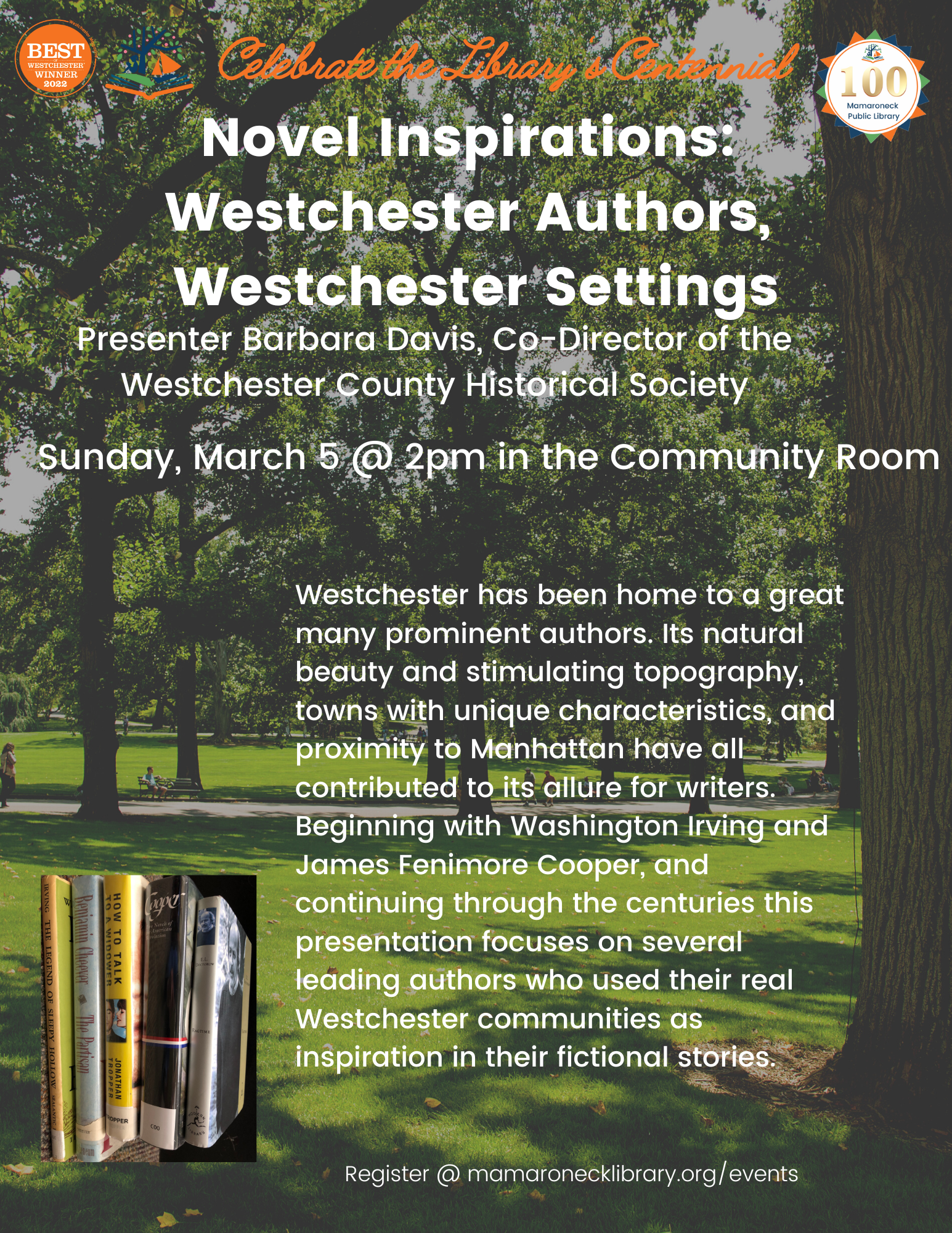 3/5 Community Room - Webinar about Westchester authors