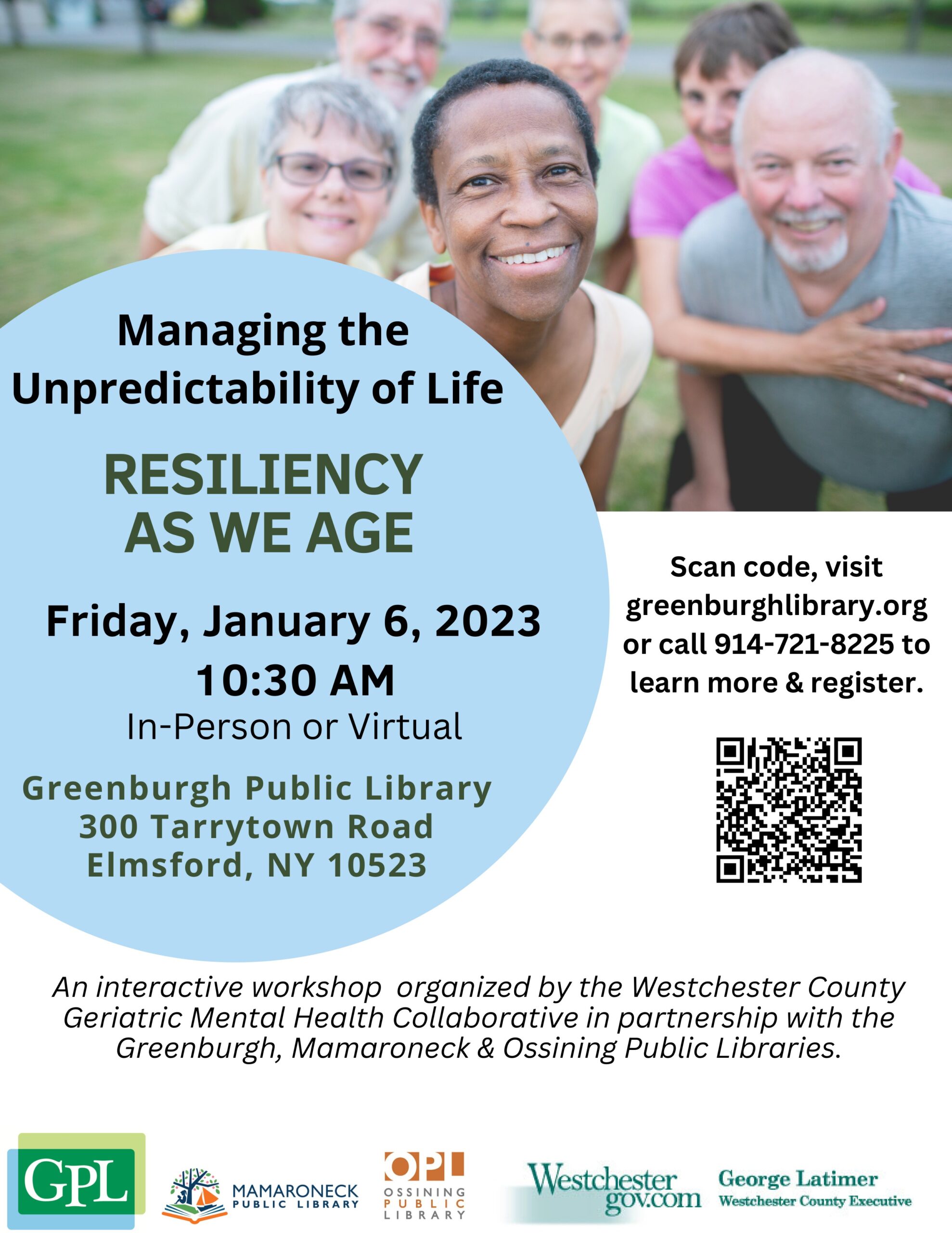 1/6/23 zoom or in-person: Resiliency as we Age