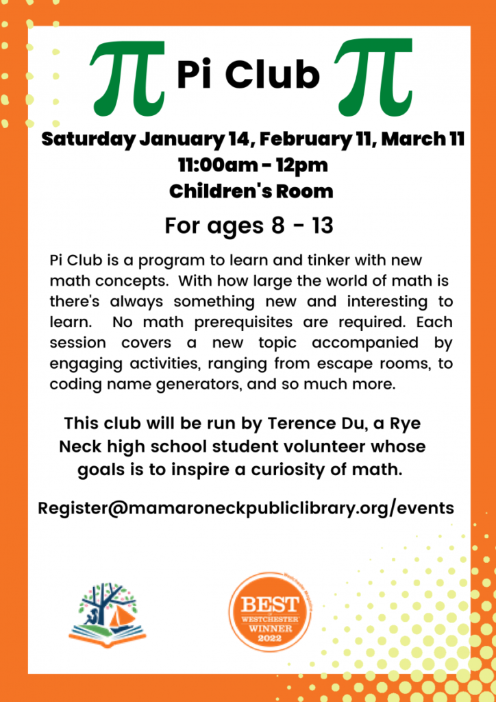 Pi Club: 1/14/,2/11/, 3/14