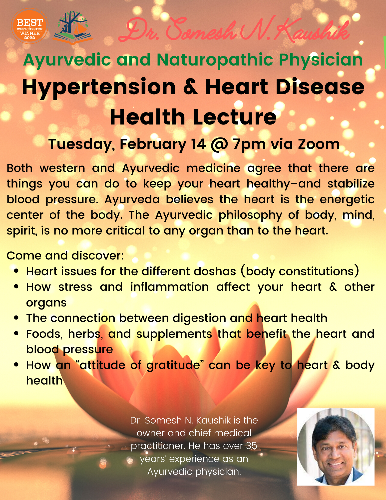 2/14 via zoom @ 7pm: Hypertension & Heart Disease lecture