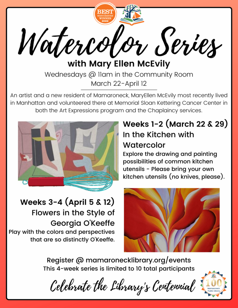 March & April: 4 Wednesdays in the Community Room - Watercolor Series
