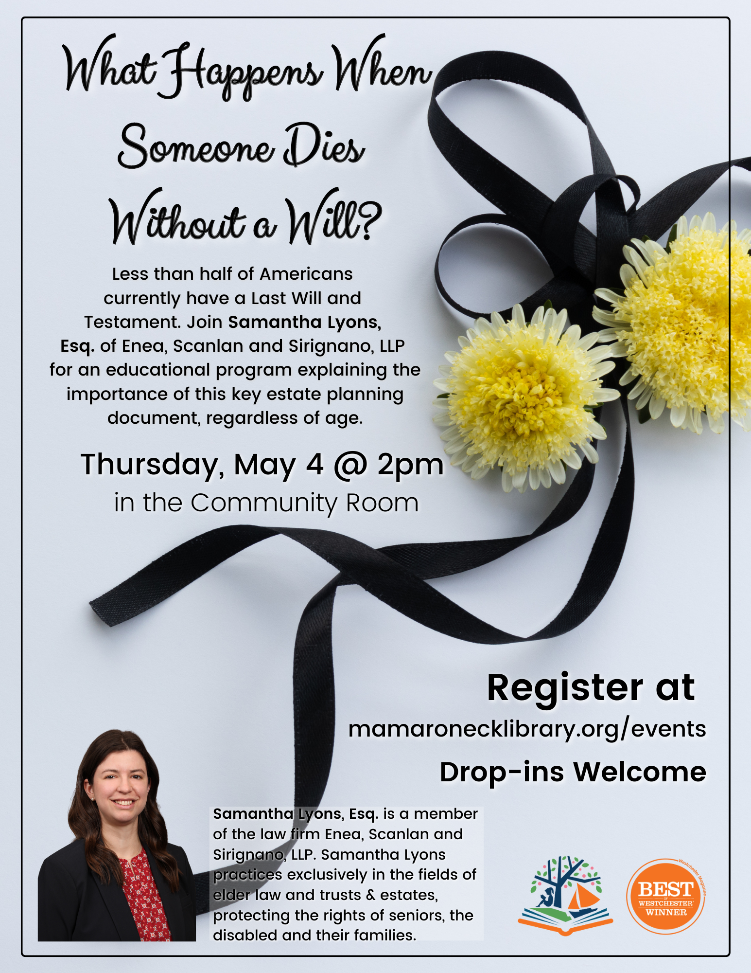 5/4 : Webinar - What Happens When Someone Dies Without a Will - in the Community Room @ 2pm