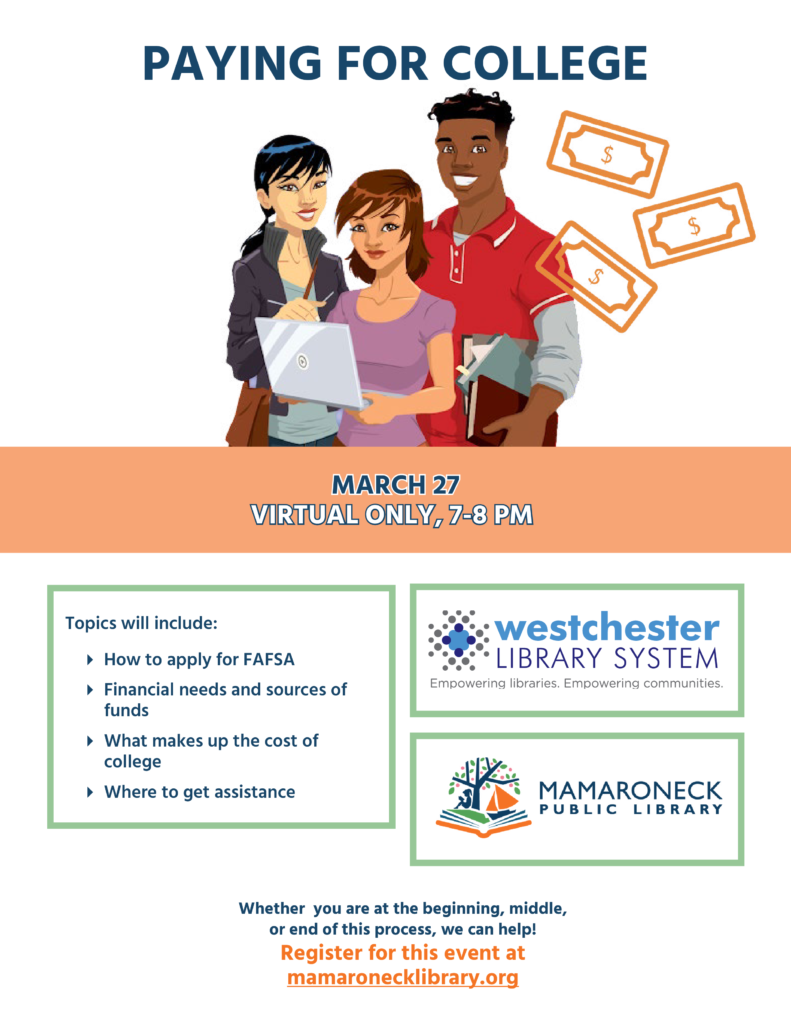 3/27 @ 7pm via zoom: Paying for College
