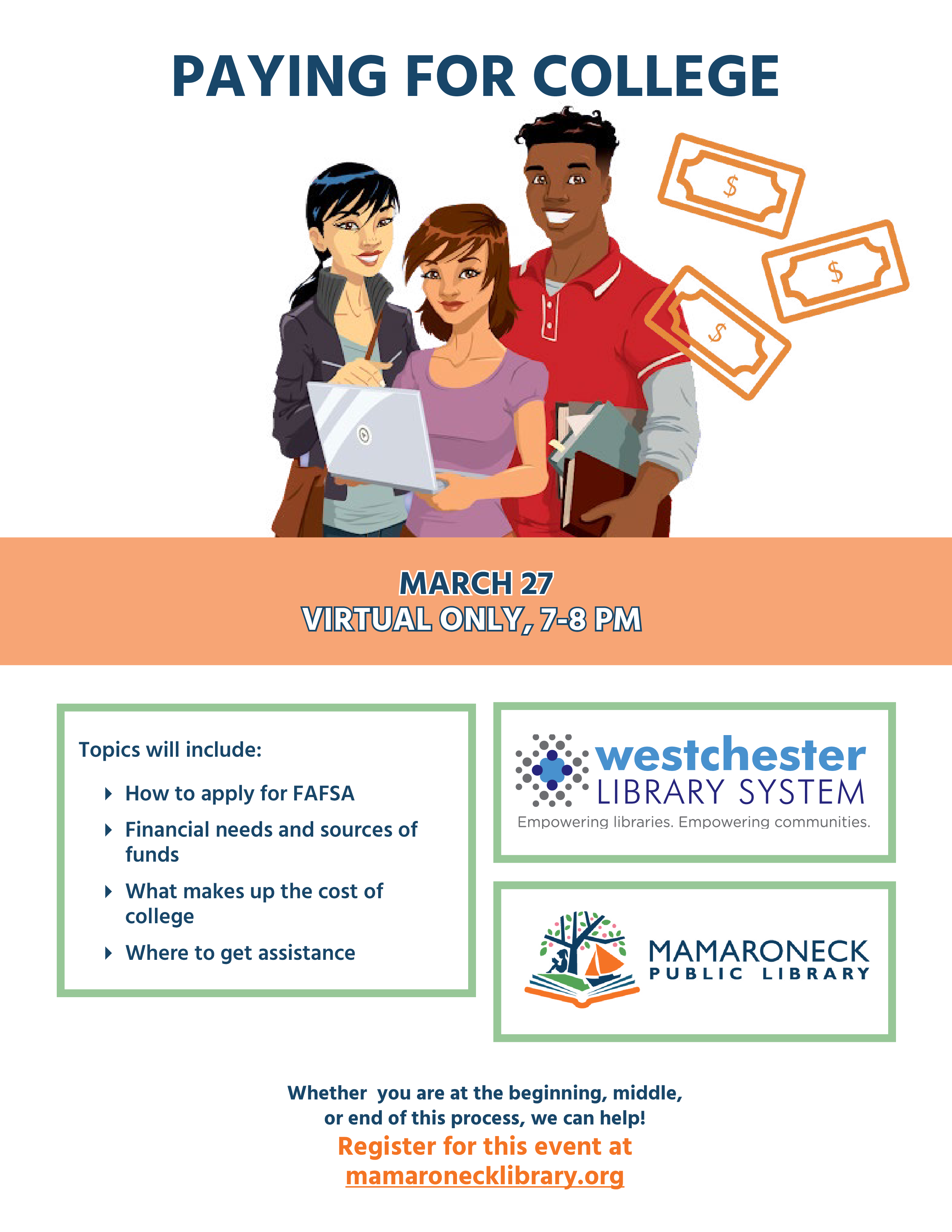 3/27 @ 7pm via zoom: Paying for College