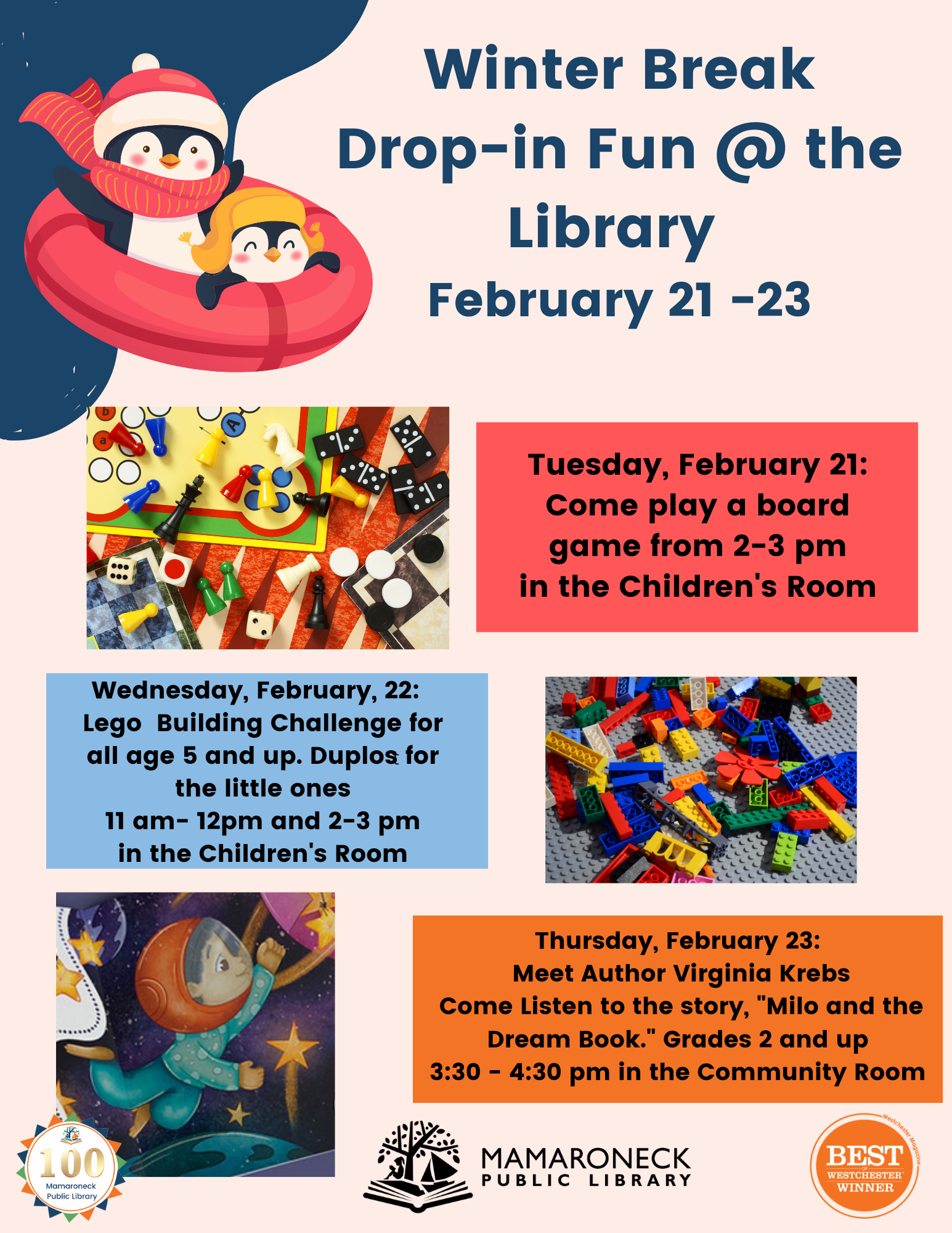Children's winter dop-in fun activities 2/21-23