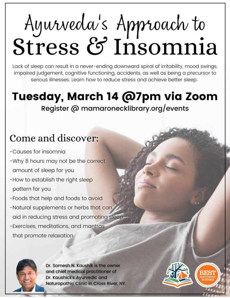 3/14 @ 7pm via zoom: Ayurveda's approach to sleep and insomnia