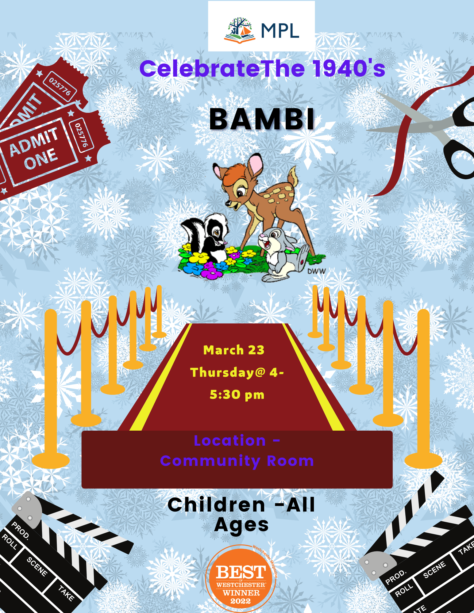 Children's Movie: Bambi - 3/23 @ 4 - 5:30pm - Community room
