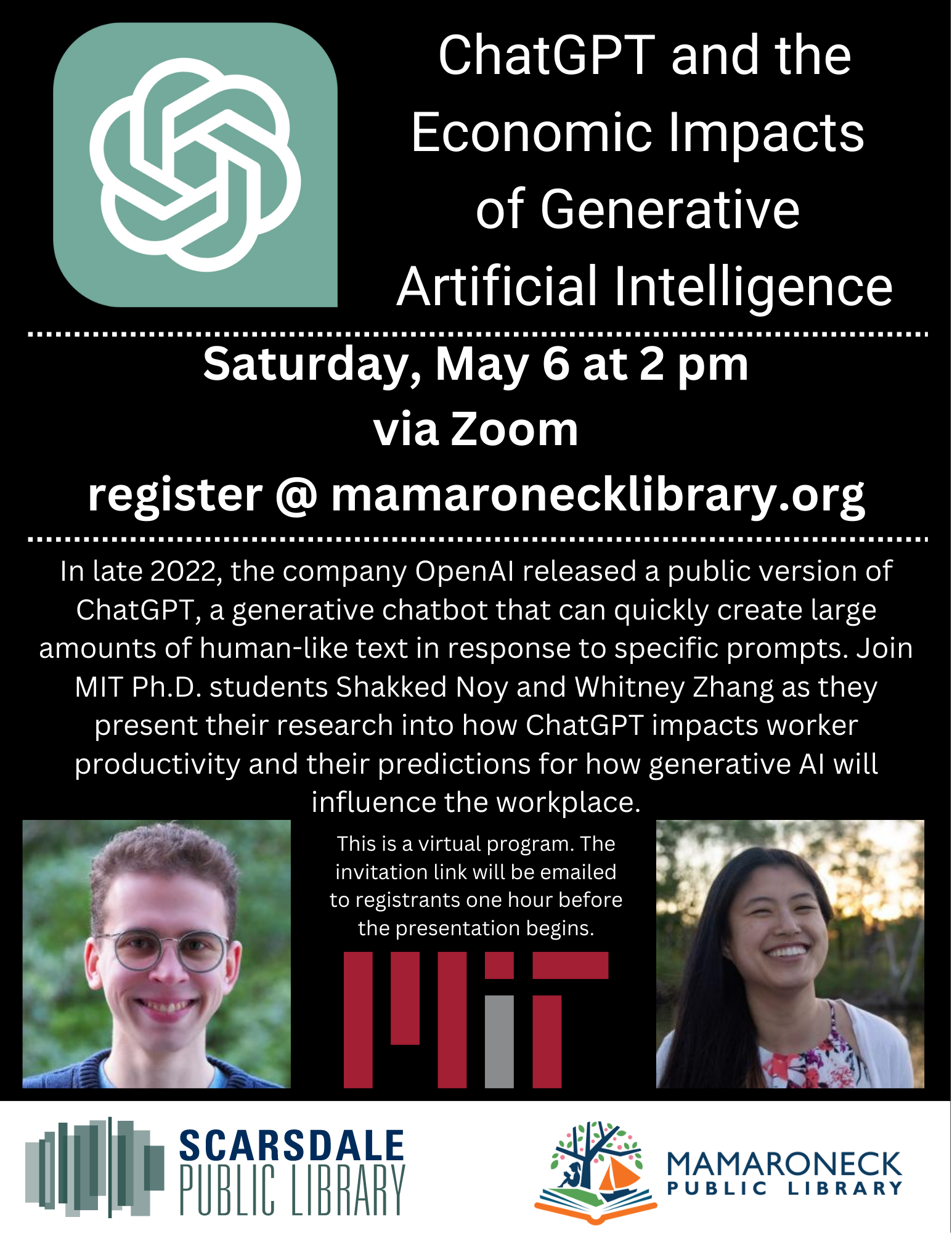 5/6 @ 2pm via zoom - ChatGPT & the economic impacts of generative AI