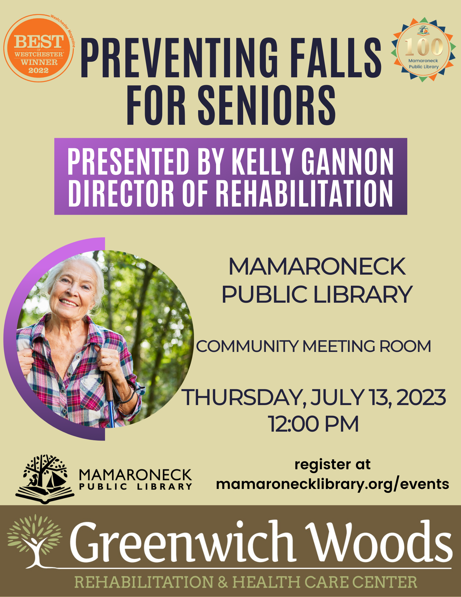 Preventing Falls for Seniors - 7/13 @ Noon in the Community Room