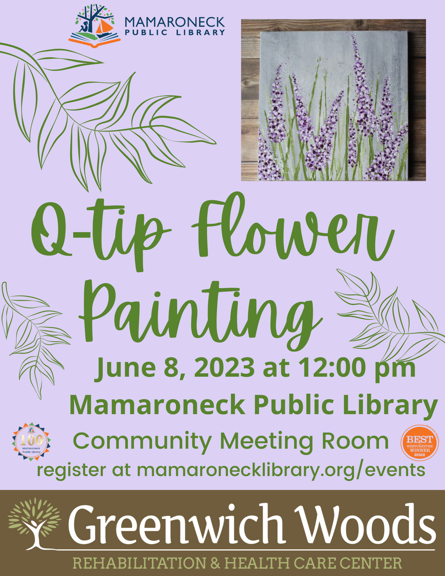Q Tip Flower Painting - Community Room - 6/8 @ Noon