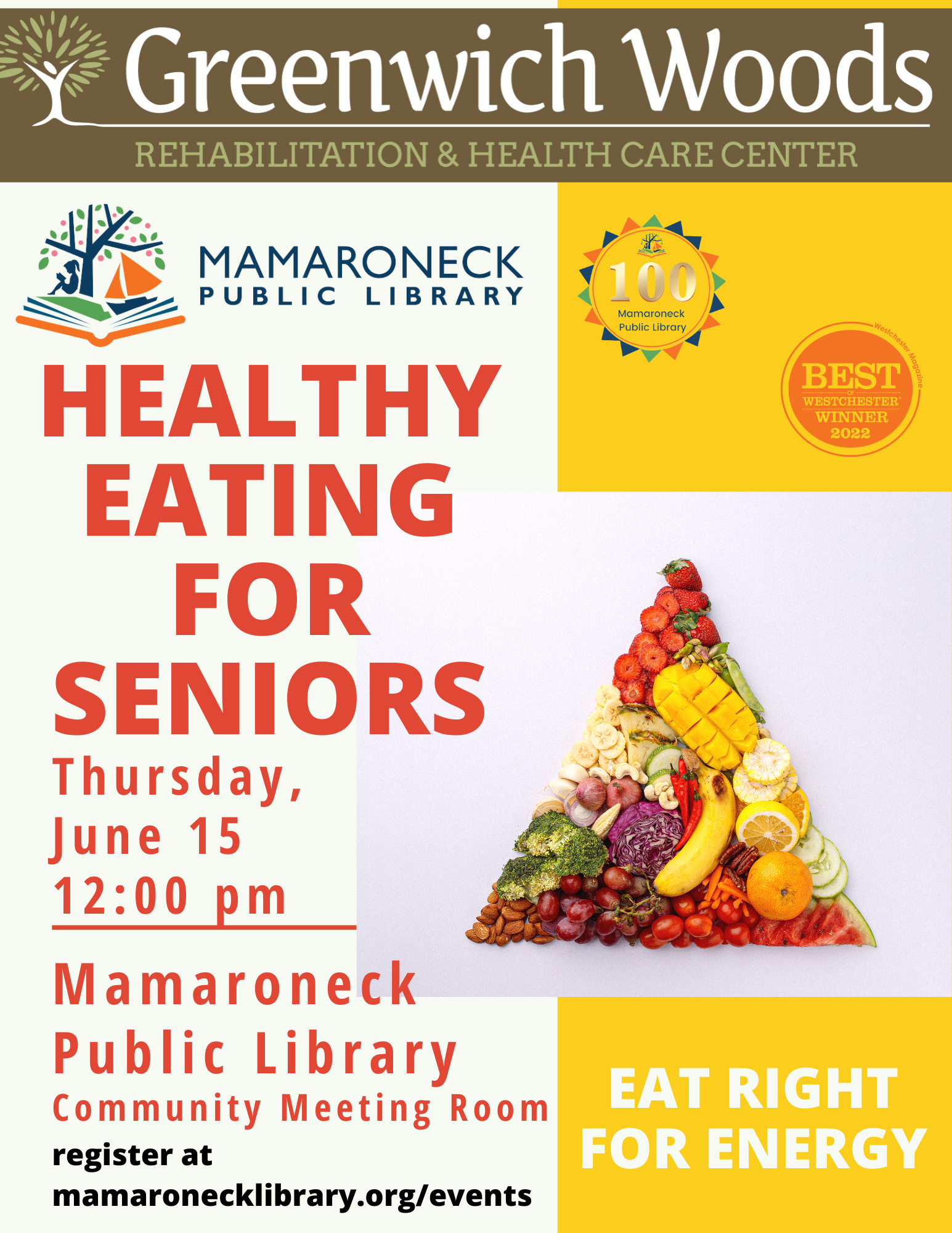 Healthy Eating for Seniors - 6/15 @ Noon - community Room