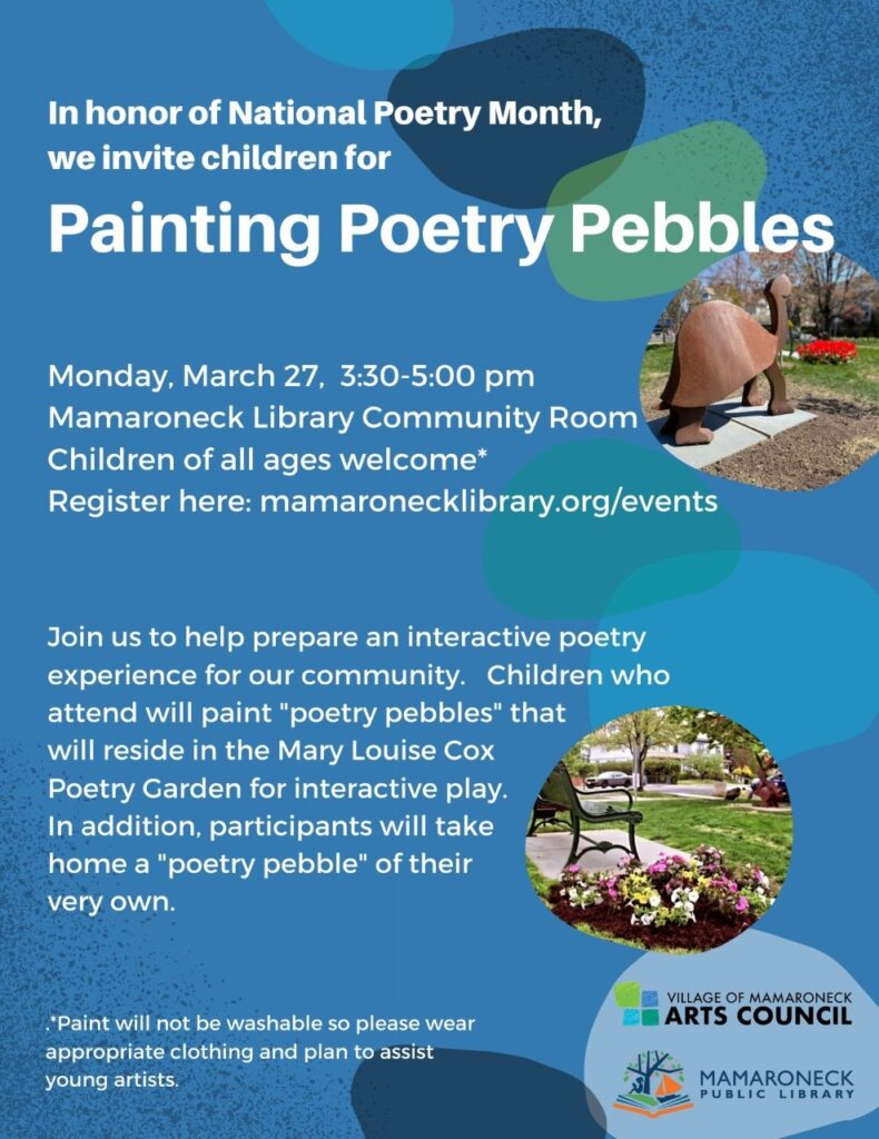 3/22 @ 3:30 - 5pm in the community room -- children of all ages