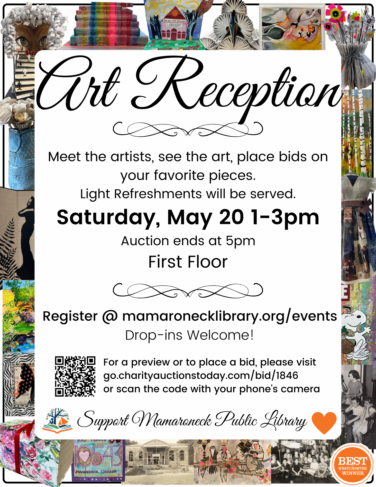 5/20 @ 1-3pm, Art reception - Main level of Library
