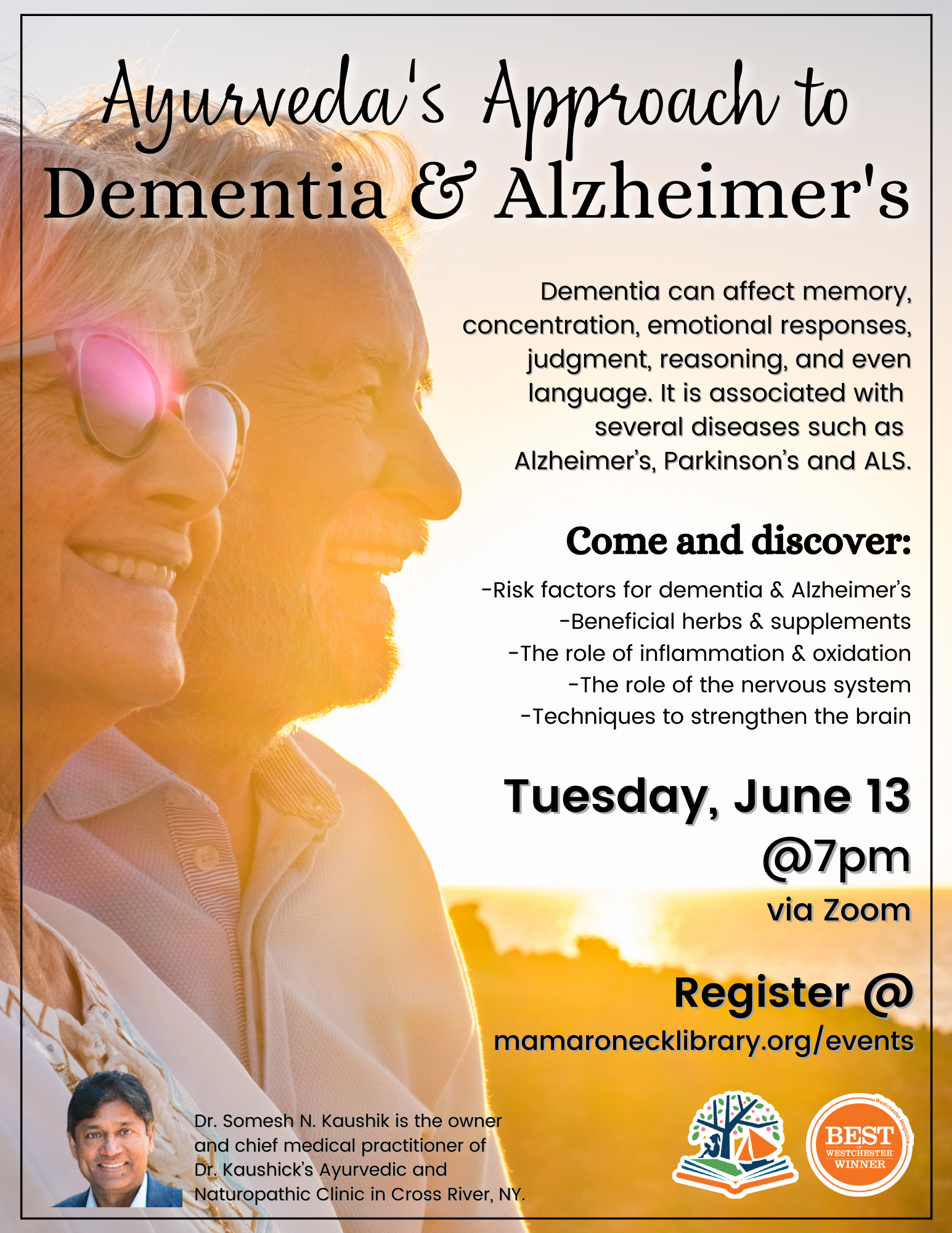 6/13 @ 7pm Ayurveda's approach to alzheimers & dementia via zoom