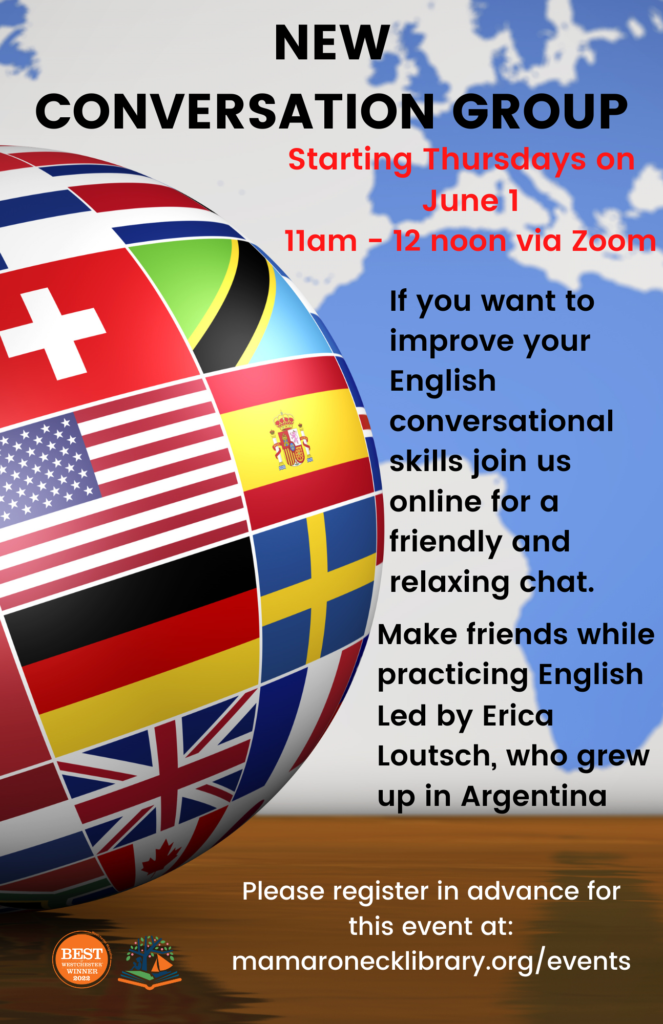 ESL via Zoom: Beginning 6/1, every Thursday from 11am - Noon.