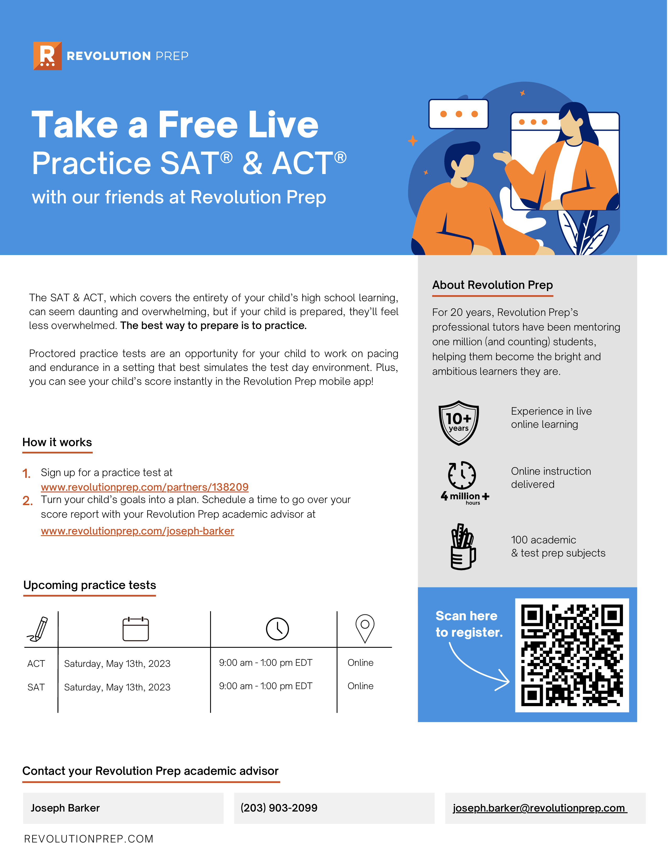 5/13 @ 9am - 1pm - online digital SAT/ACT practice test