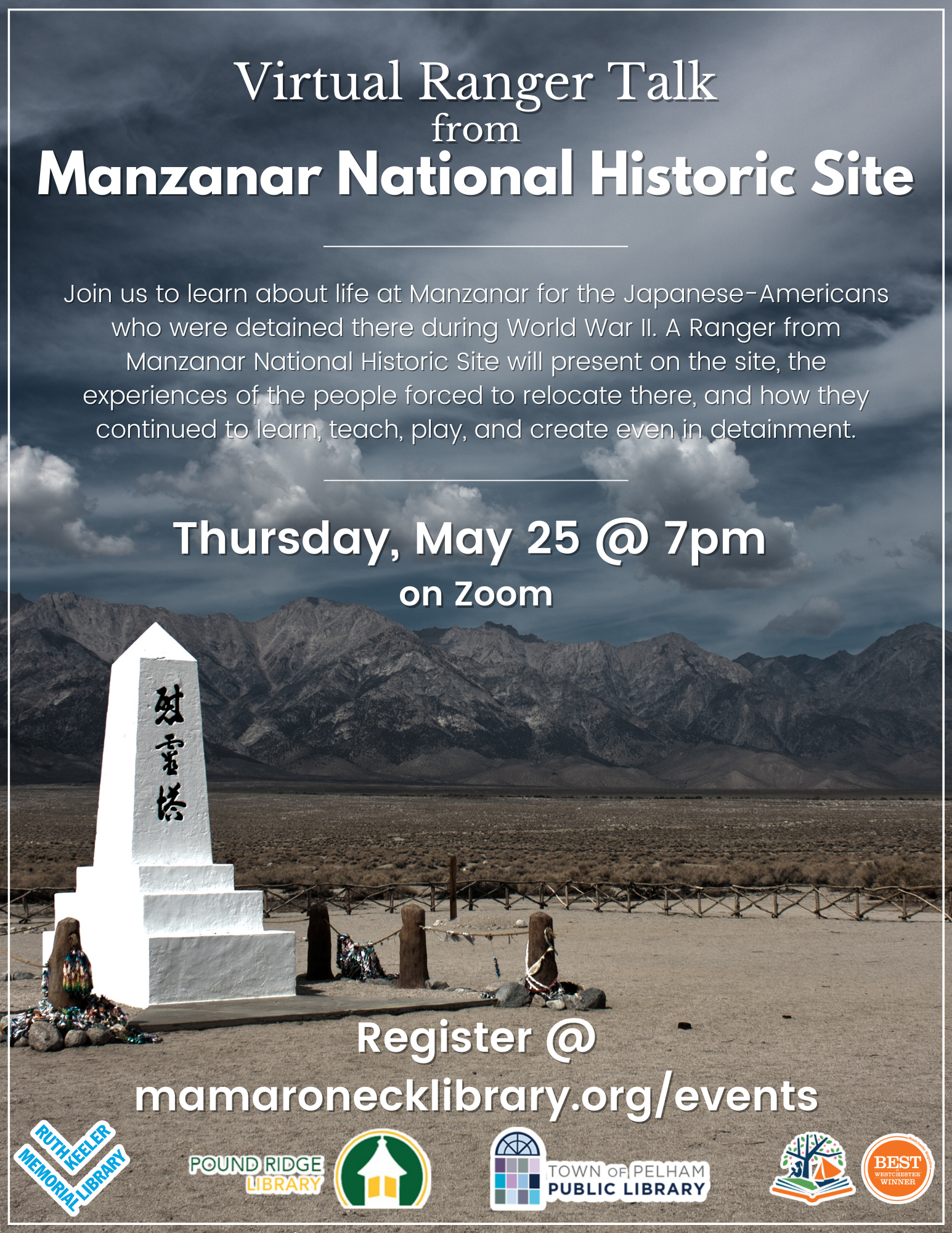 5/25 @ 7pm via Zoom: Manzanar - Virtual Ranger Talk